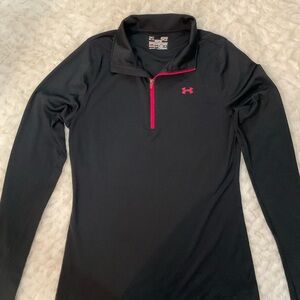 Under Armour Black Half-Zip Top with Pink Accents